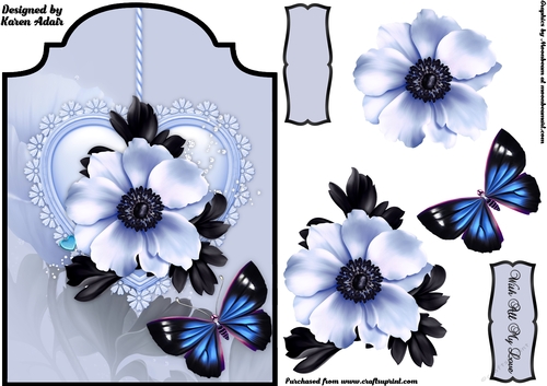 Love Me Tender in Blue - Shaped Card Front with Step-by-Step