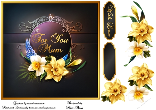 Dancing Daffodils - Square Card Front with Step-by-Step