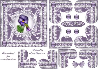 Pansies, Pearls 'n Lace Heart Shaped Quadro Corner Stacker