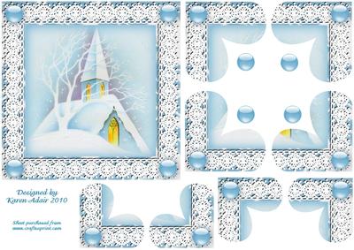 Snowy Christmas Church Heart Shaped Quadro Corner Stacker