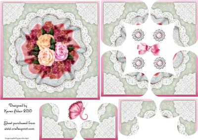 Roses Posey 'n Lace Heart Shaped Quadro Corner Stacker