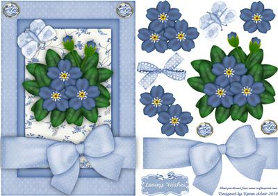 Blue Flowers Step by Step A5 Card Front