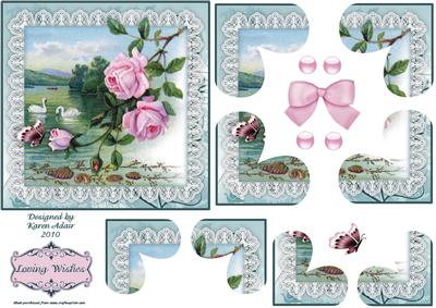 Swans & Roses 'n Lace Heart Shaped Quadro Corner Stacker