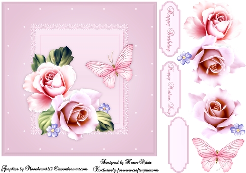 Shabby Chic Roses - Card Front with Step-by-Step
