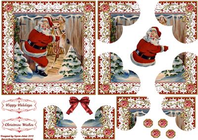 Jolly Santa & Friends Get Ready Heart Shaped Quadro Corner S