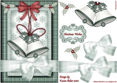 Christmas Bells 4 - A5 Card Front with Step by Step