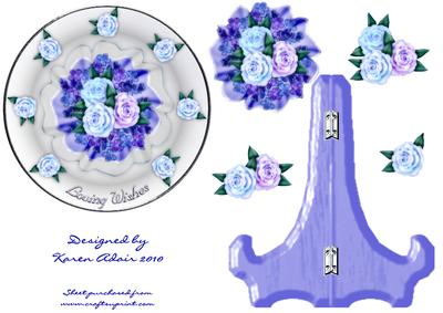 Roses Posy Plate Card & Stand