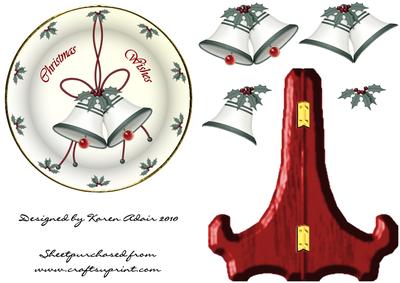 Christmas Bells Plate Card & Stand