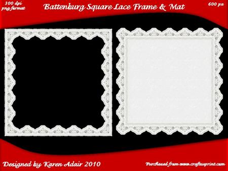 Battenburg Square Lace Frame and Mat
