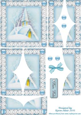 Snowy Christmas Church - Shaped Side Stacker