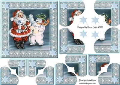 Vintage Santa and Snowman Heart Shaped Quadro Corner Stacker