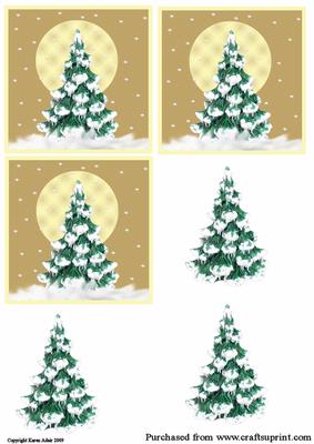 Snowy Xmas Tree Decoupage Toppers