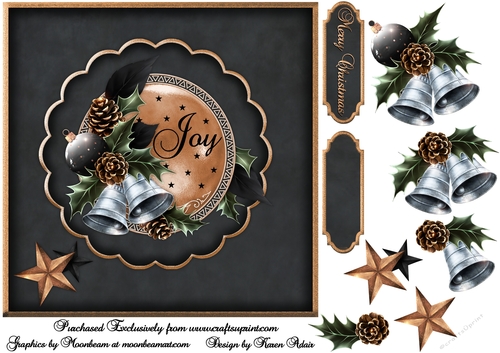 Rustic Christmas Bells - Square Card Front with Step-by-Step