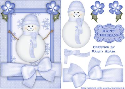Christmas Snowman A5 Card Front with Step by Step