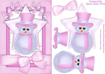 Cute Little Snowgirl A5 Card Front with Step by Step