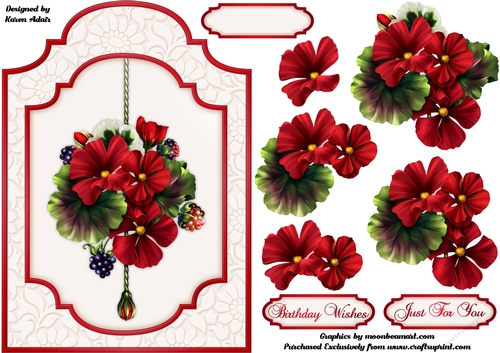 Gorgeous Geranium - Screen Shaped Card Front with Step-by-Step