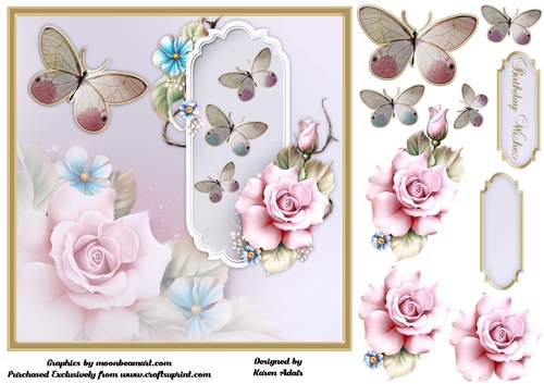 Rosey Pink - Square Card Front with Step-by-Step