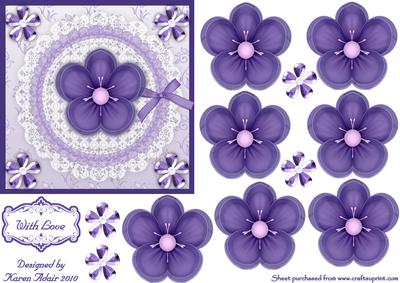 3D Purple Pansy Embellishment & Card Front