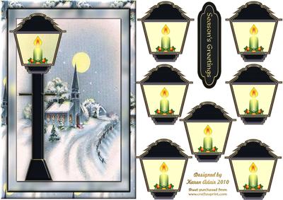 3D Christmas Lantern Embellishment and Card Front