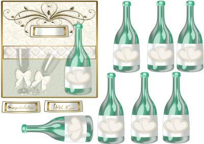 3D Champagne Bottle and Card Front