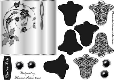 3D Christmas Bell in Black and Silver with Card Front
