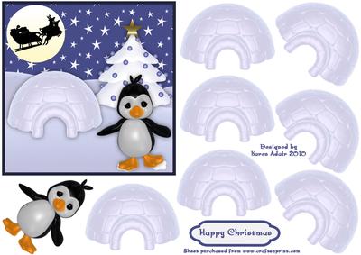 3D Christmas Igloo Embellishment and Card Front