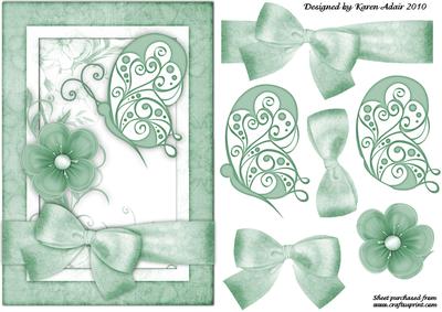Butterflies 'n Blooms - Greena5 Card Front with Step by Step