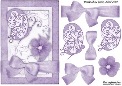 Butterflies 'n Blooms Lilac A5 Card Front with Step by Step