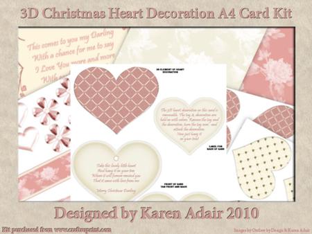 3D Christmas Heart Decoration A4 Card Kit