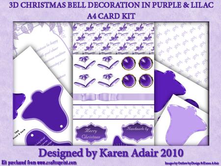 3D Bell Decoration in Purple & Lilac A4 Card Kit