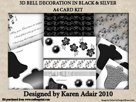 3D Bell Decoration in Black and Silver A4 Card Kit