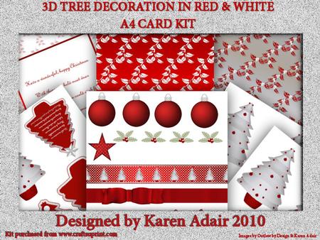 3D Christmas Tree Decoration in Red and White A4 Card Kit