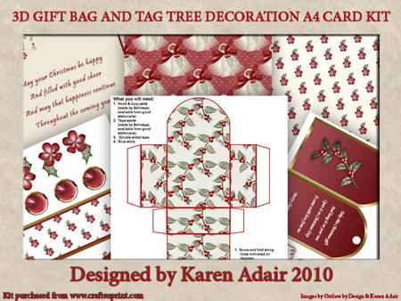 3D Gift Bag Tree Decoration A4 Card Kit 1