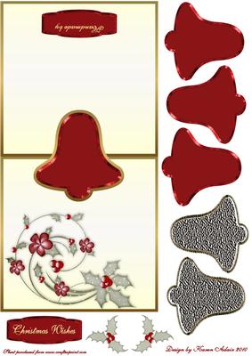 3D Christmas Bell Embellishment Over the Edge Card