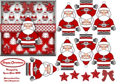 3D Jolly Santa Embellishment and Card Front