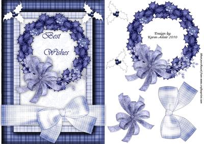 Christmas Wreath in Blue and A5 Card Front