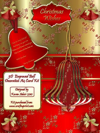 3D Christmas Engraved Bell Decoration A4 Card Kit