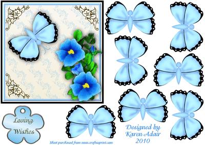 3D Butterfly 'n Bloom in Blue and Card Front