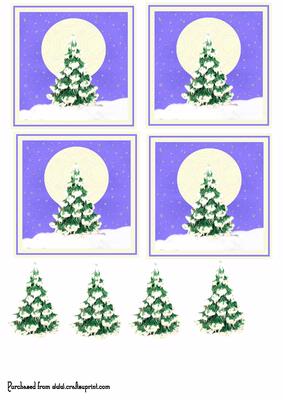 Snowy Xmas Tree Decoupage Toppers 3