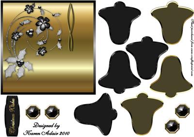 3D Christmas Bell Embellishment in Black and Gold