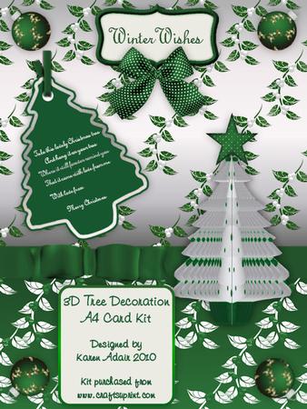 3D Tree Decoration in Green and White A4 Card Kit