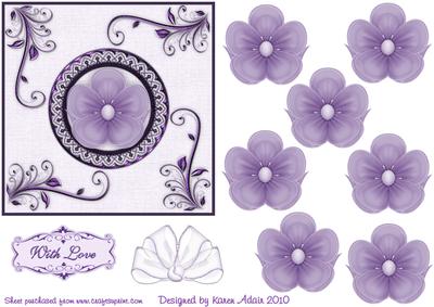 3D Silk Flower Embellishment in Purple and Card Front