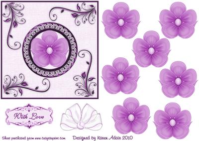 3D Silk Flower Embellishment in Pink and Card Front