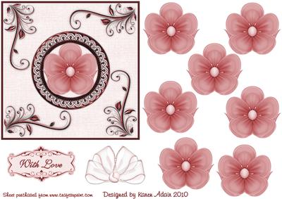 3D Silk Flower Embellishment in Red and Card Front