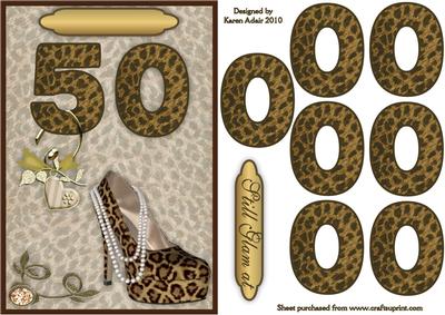 3D 50th Embellishment and Glam Card Front