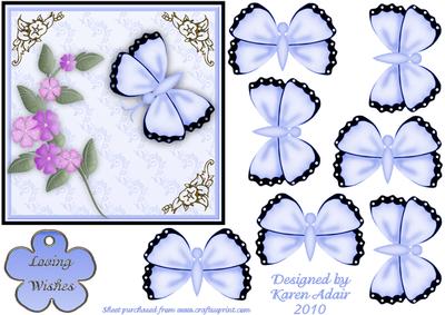 3D Butterfly 'n Bloom in Blue 2 and Card Front