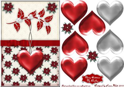 3D Christmas Heart and Card Front 3