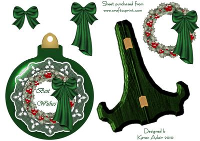 Bauble Shaped Plate Card with Wreath Decoupage