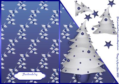 Christmas Tree in Blue with Decoupage Cut and Fold Quick Car