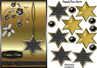 3D Christmas Star Embellishment in Black and Gold